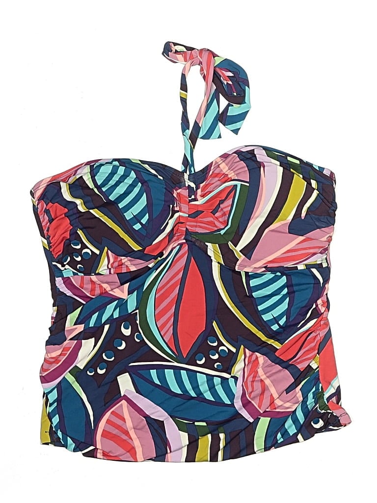 Pre-owned Bleu Rod Beattie Swimsuit Top Blue Print Pattern Swimwear