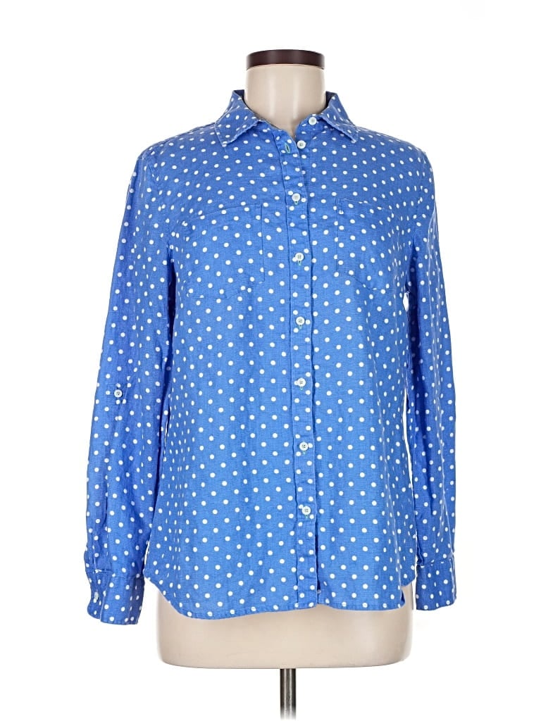 Pre-owned Talbots Long Sleeve Button Down Shirt In Blue