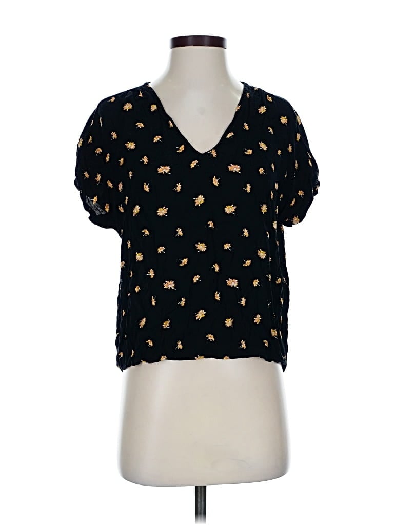 Pre-owned Madewell Short Sleeve Blouse In Black