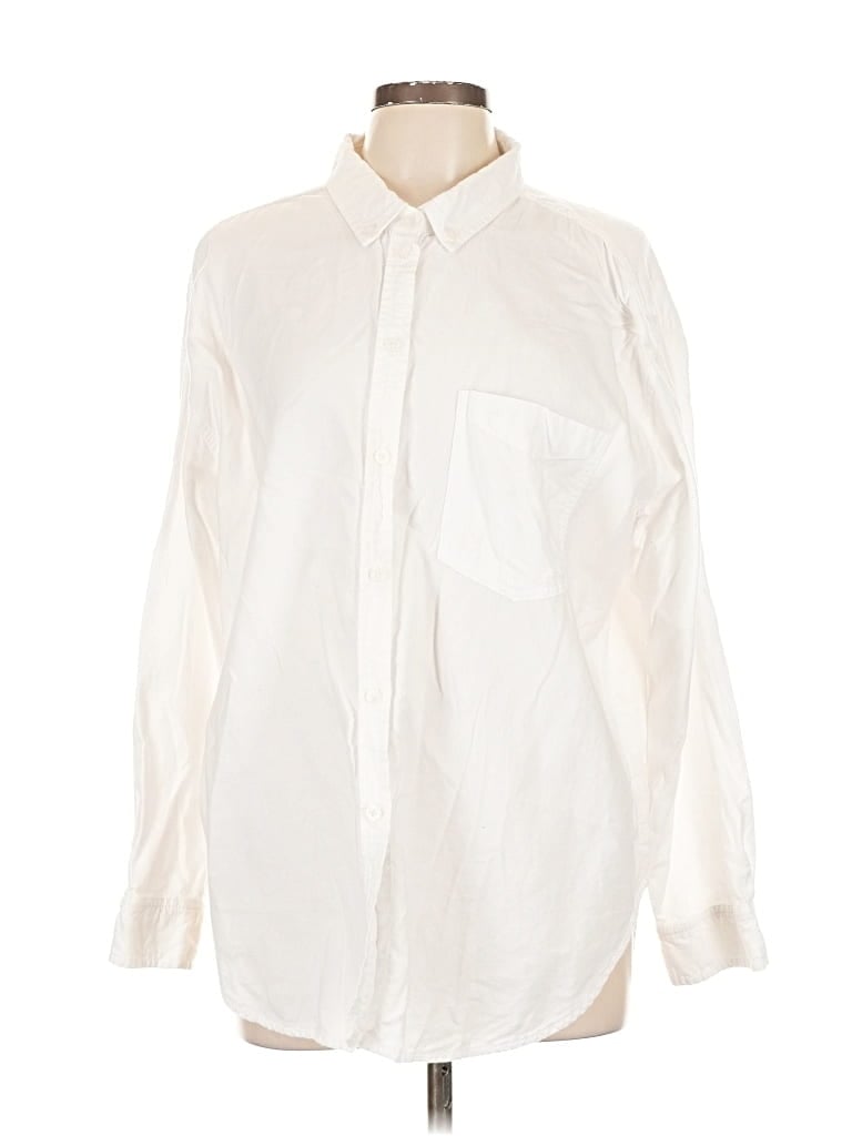 Pre-owned American Eagle Outfitters Long Sleeve Button Down Shirt In White