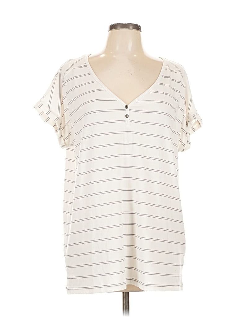 Pre-owned Kuhl Short Sleeve Top Ivory V Neck Tops In White