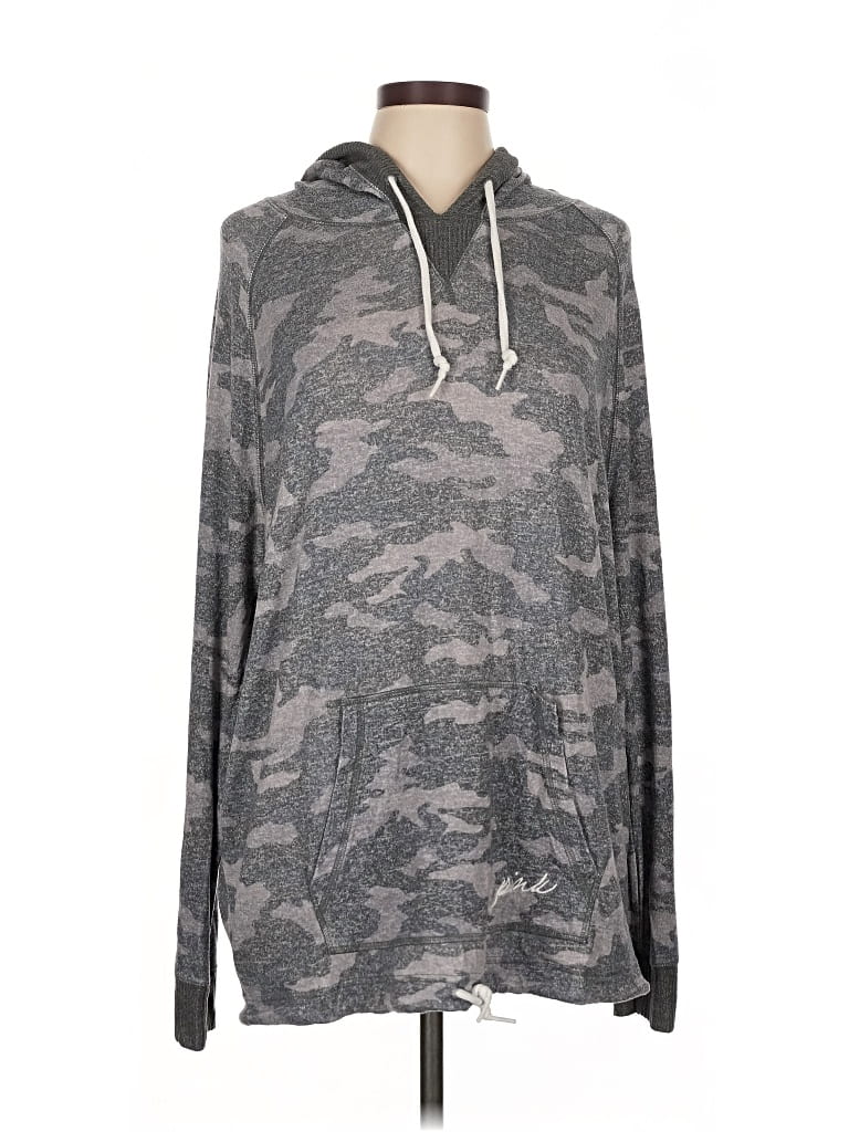 Pre-owned Victoria's Secret Pink Pullover Hoodie In Gray