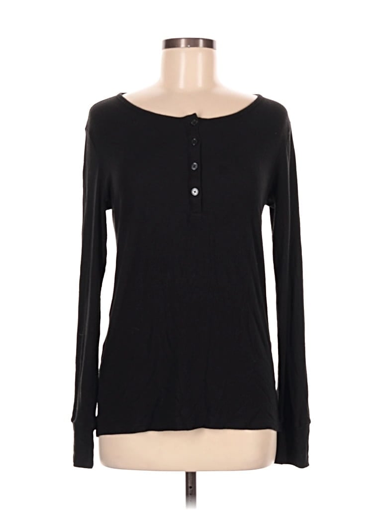 Pre-owned Tommy John Long Sleeve Henley Shirt In Black