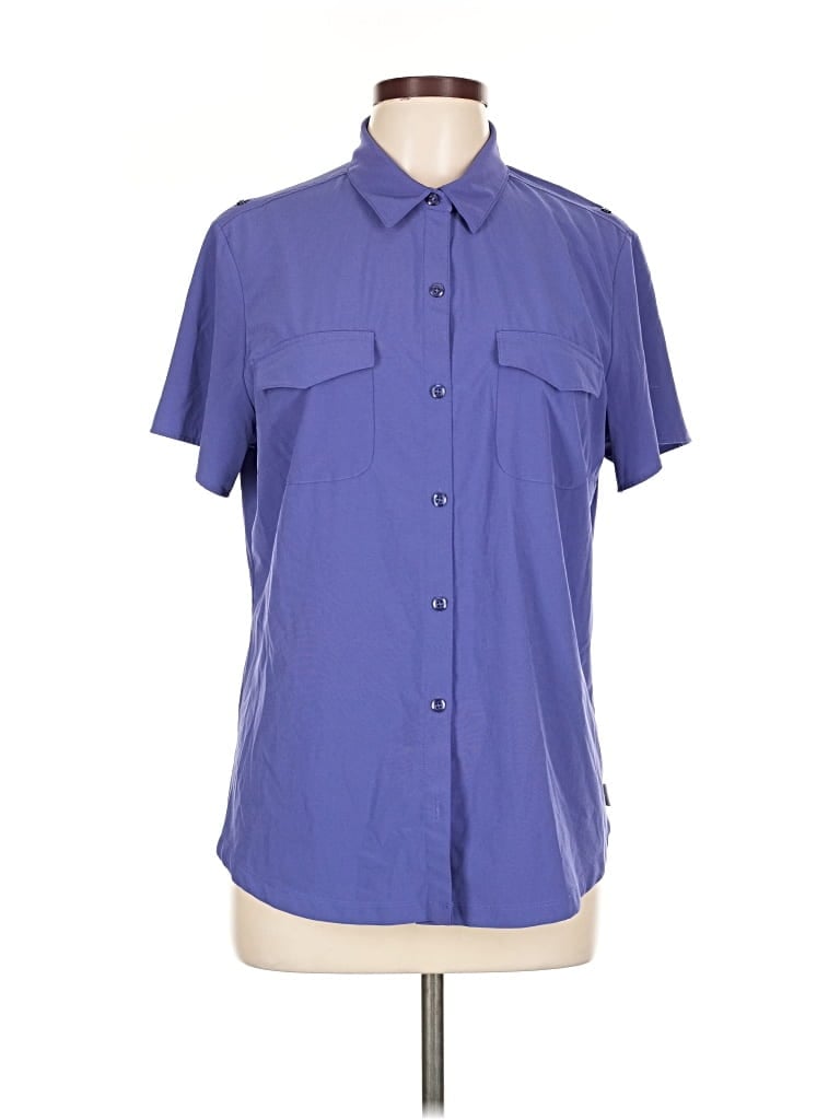 Pre-owned Eddie Bauer Short Sleeve Blouse In Blue