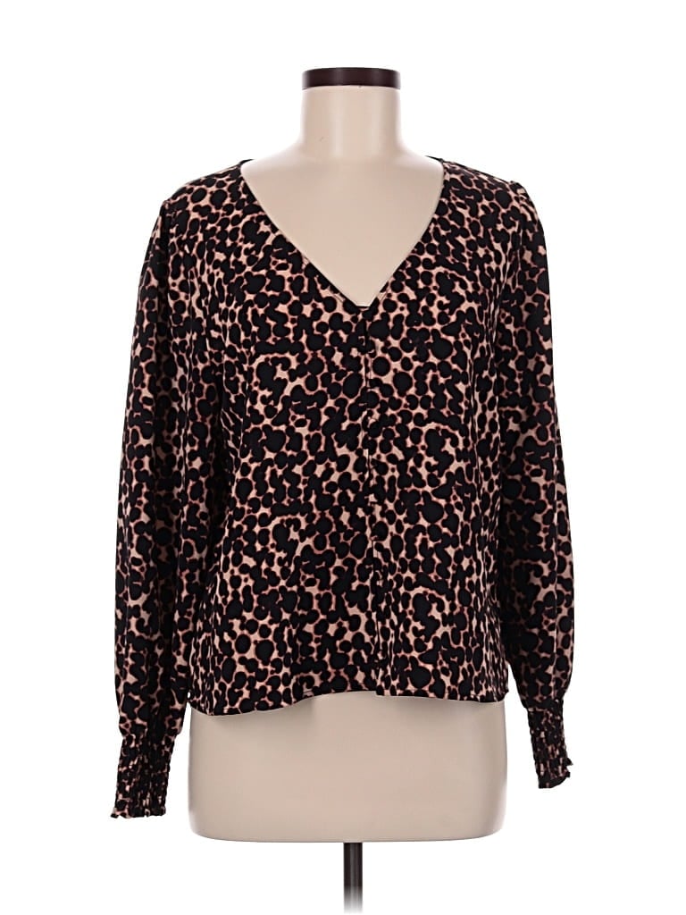 Pre-owned Sanctuary Long Sleeve Blouse In Brown