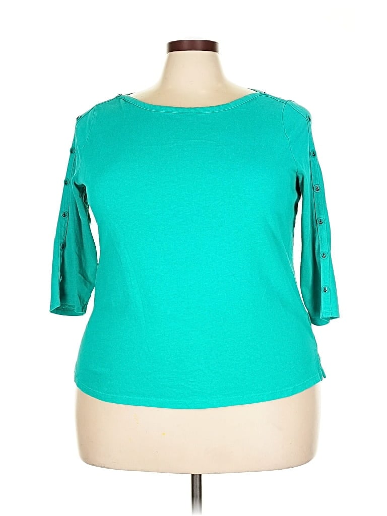 Pre-owned Talbots Outlet 3/4 Sleeve T-shirt In Blue