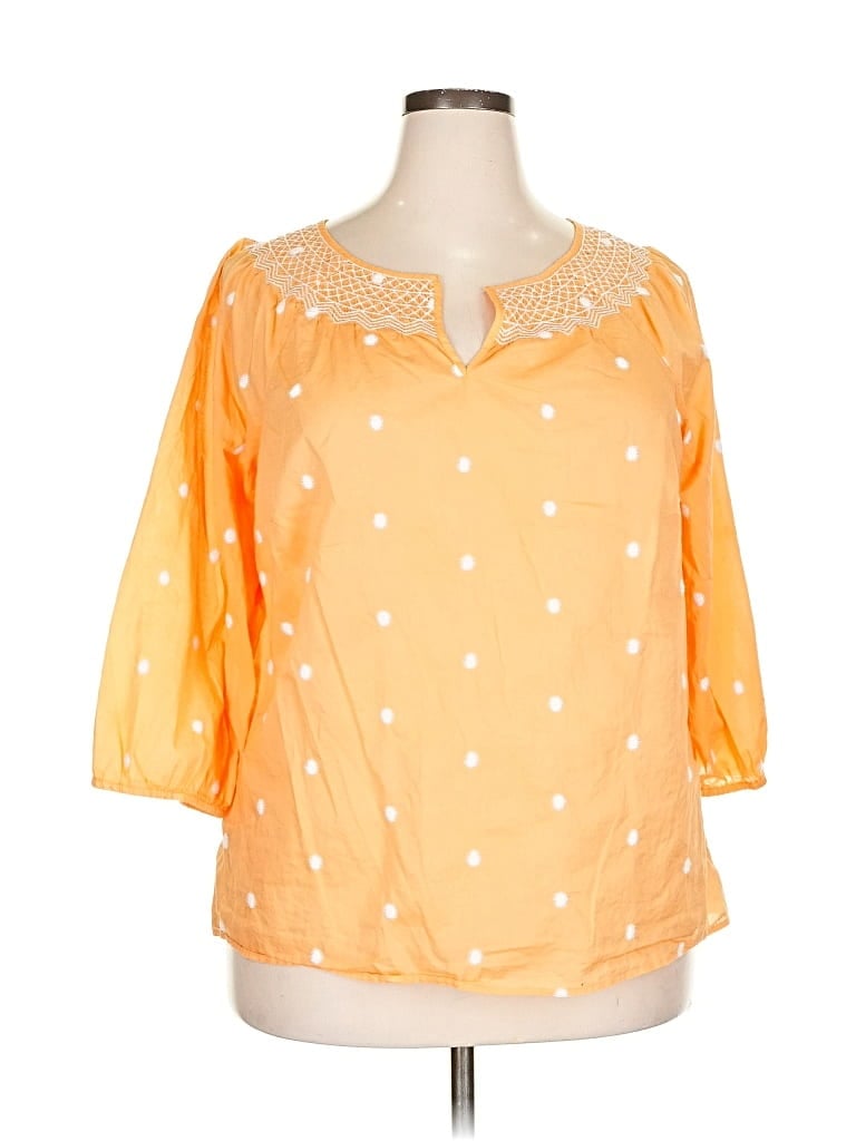 Pre-owned Talbots Outlet 3/4 Sleeve Blouse In Orange