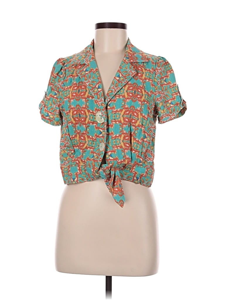 Pre-owned Moon River Short Sleeve Blouse In Blue