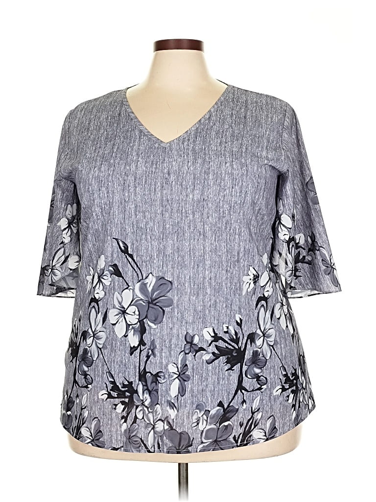 Pre-owned Unbranded 3/4 Sleeve Blouse In Gray