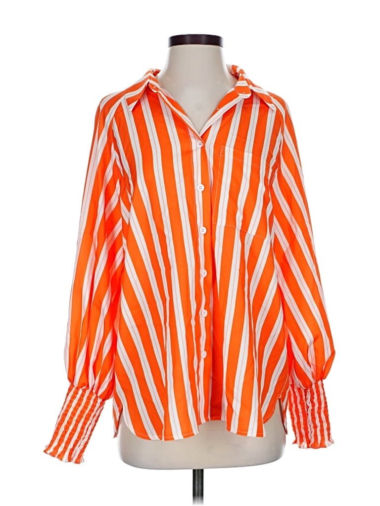 Pre-owned Unbranded Long Sleeve Blouse In Orange