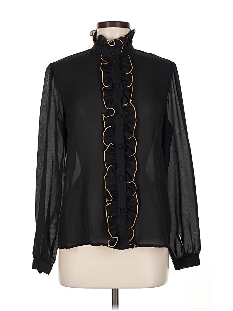 Pre-owned Assorted Brands Long Sleeve Blouse In Black