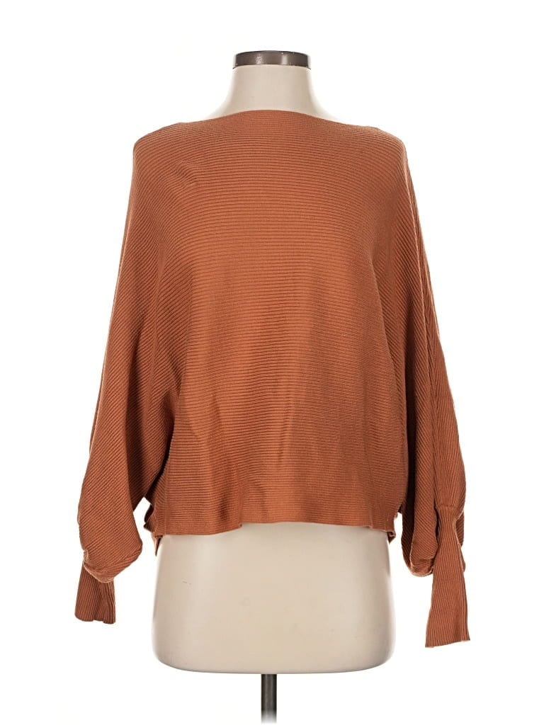 Pre-owned Altar'd State Long Sleeve Top Brown Boatneck Tops