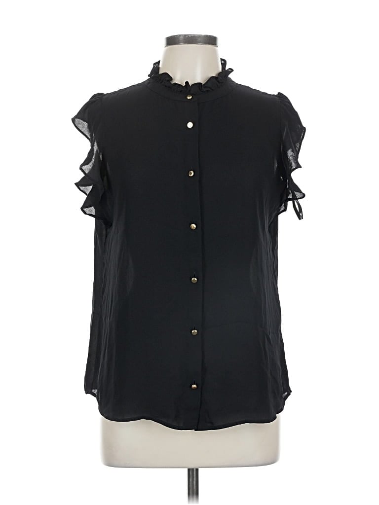 Pre-owned Calvin Klein Short Sleeve Blouse In Black