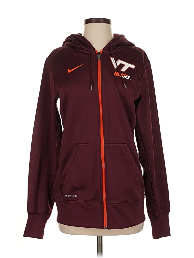 Pre-owned Nike Zip Up Hoodie In Burgundy