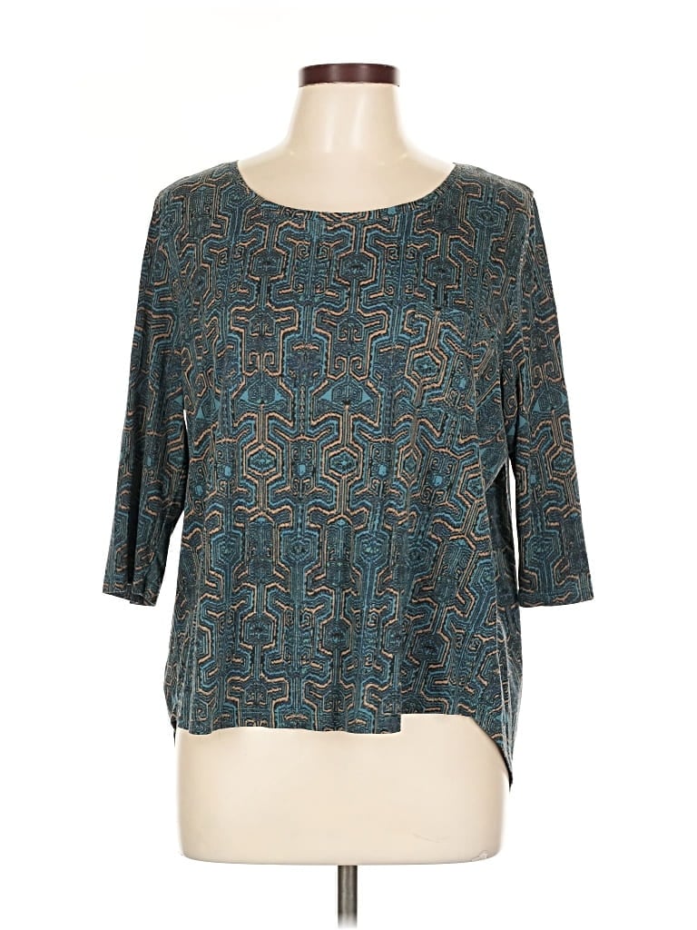 Pre-owned Peruvian Connection 3/4 Sleeve T-shirt In Blue