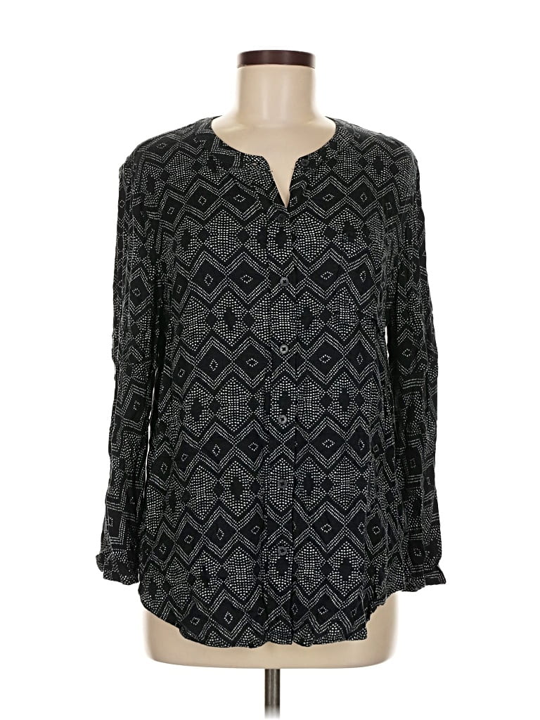 Pre-owned Banana Republic Factory Store Long Sleeve Blouse In Black