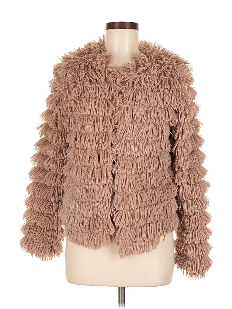 Pre-owned She + Sky Faux Fur Jacket In Brown