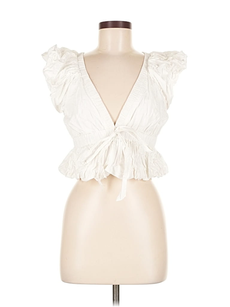 Pre-owned Free People Tank Top Ivory Plunge Neckline Tops In White