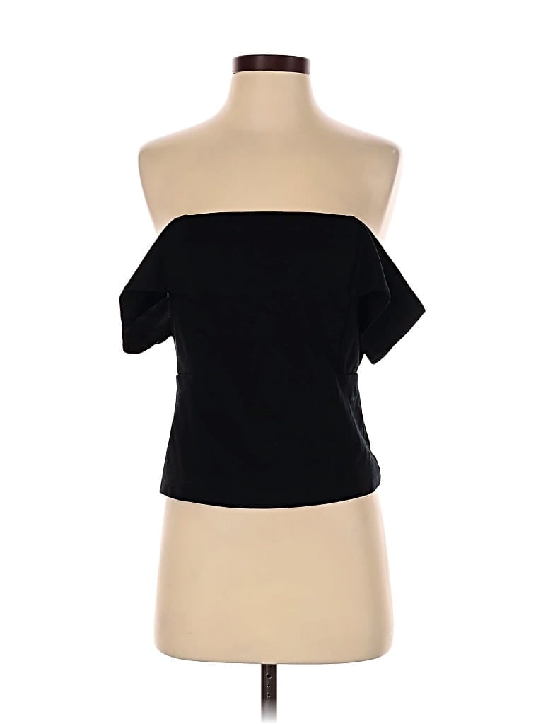 Pre-owned Deletta Short Sleeve Top Black Strapless Neckline Tops