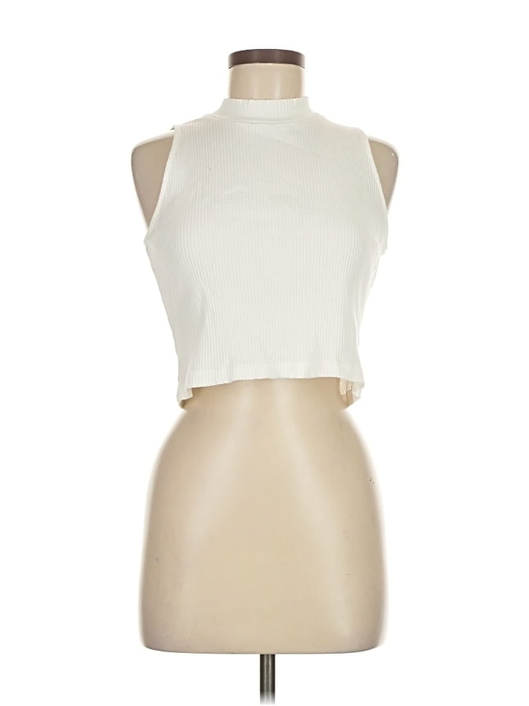 Pre-owned Uniqlo Tank Top Ivory Halter Neckline Tops In White