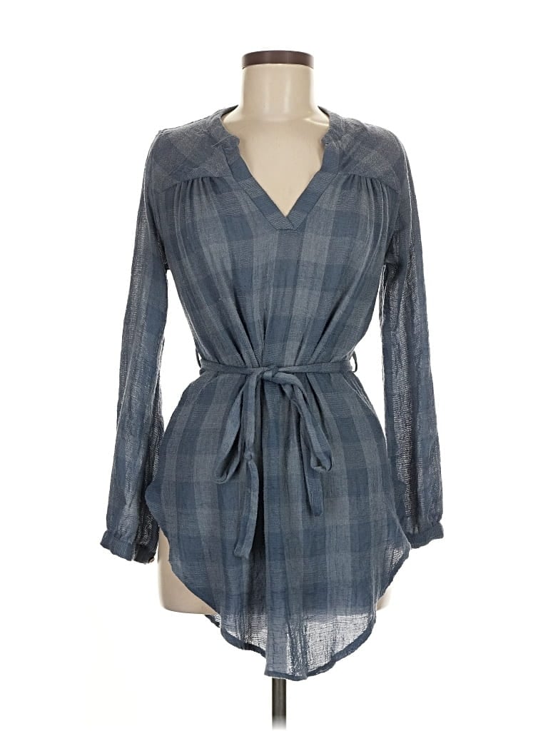 Pre-owned Blu Pepper Long Sleeve Blouse In Gray