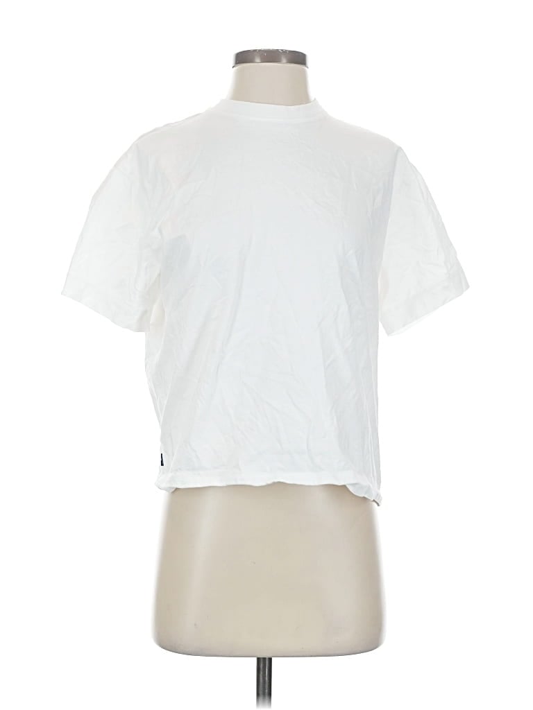 Pre-owned Levi Strauss Signature Short Sleeve Top White Mock Neckline Tops