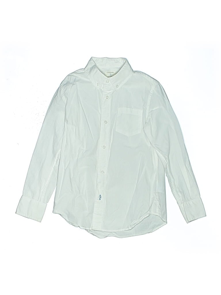 Pre-owned Crewcuts Kids' Long Sleeve Button Down Shirt In White