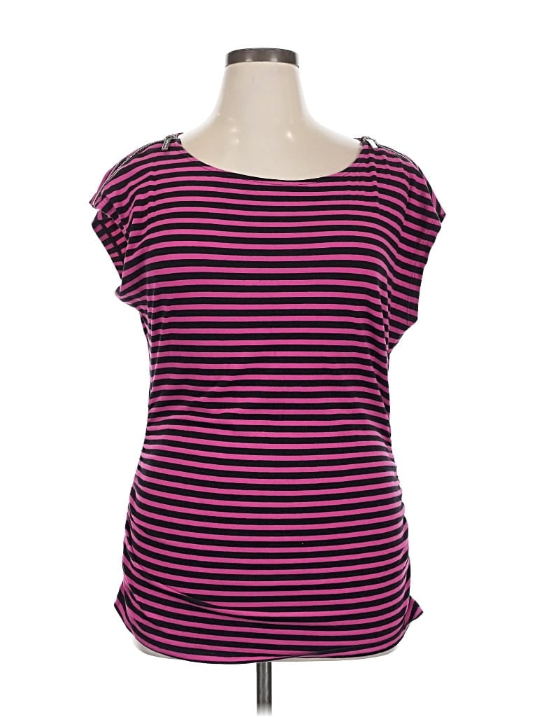 Pre-owned Michael Michael Kors Short Sleeve Top Purple Scoop Neck Tops
