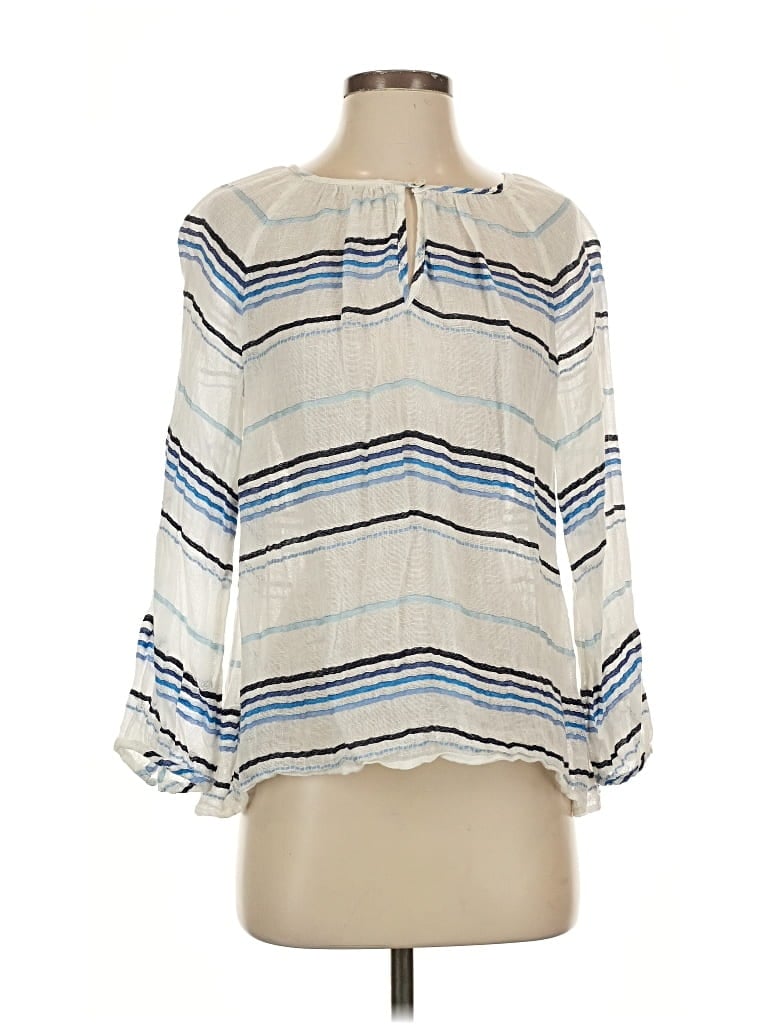 Pre-owned J.crew Collection Long Sleeve Blouse In Blue
