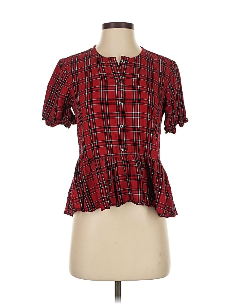 Pre-owned Madewell Short Sleeve Blouse In Red