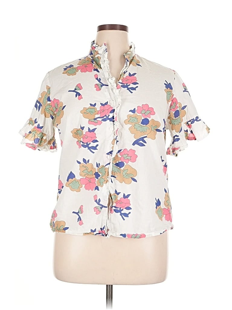 Pre-owned Mille Resort & Travel Short Sleeve Blouse In White