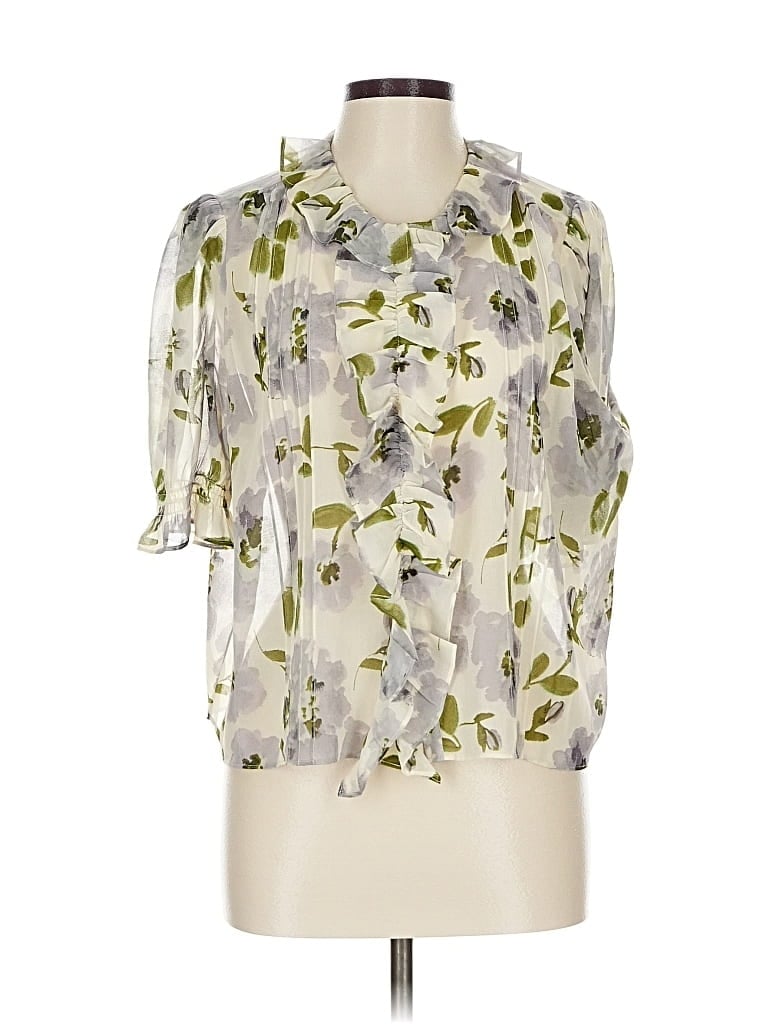 Pre-owned Cabi Short Sleeve Blouse In Gray