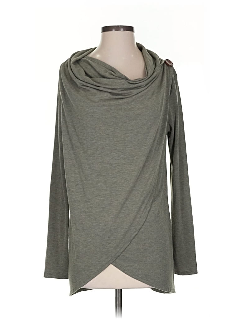 Pre-owned Chatoyant Long Sleeve Top Gray Cowl Neck Tops