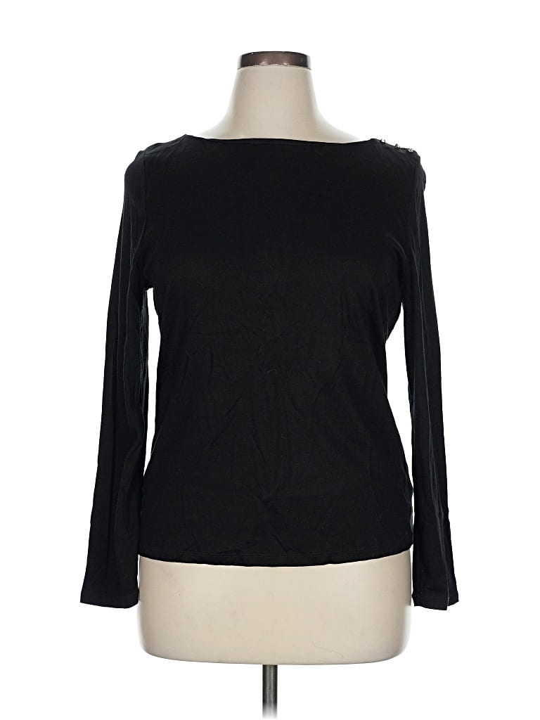 Pre-owned Talbots Long Sleeve Top Black Boatneck Tops