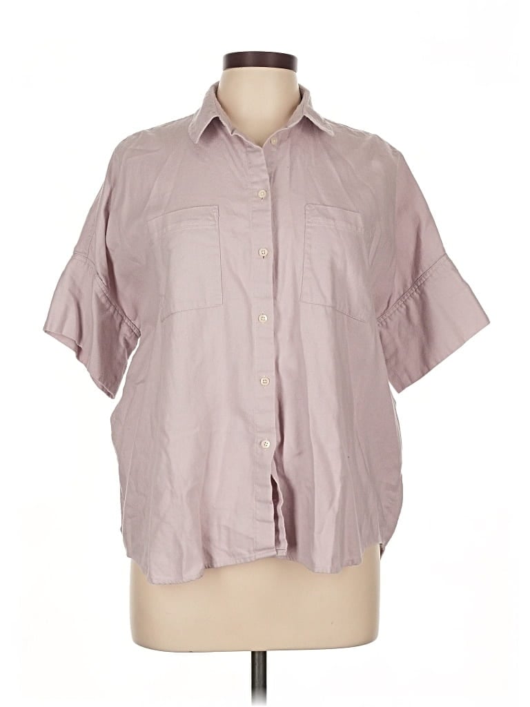Pre-owned Madewell Short Sleeve Blouse In Purple