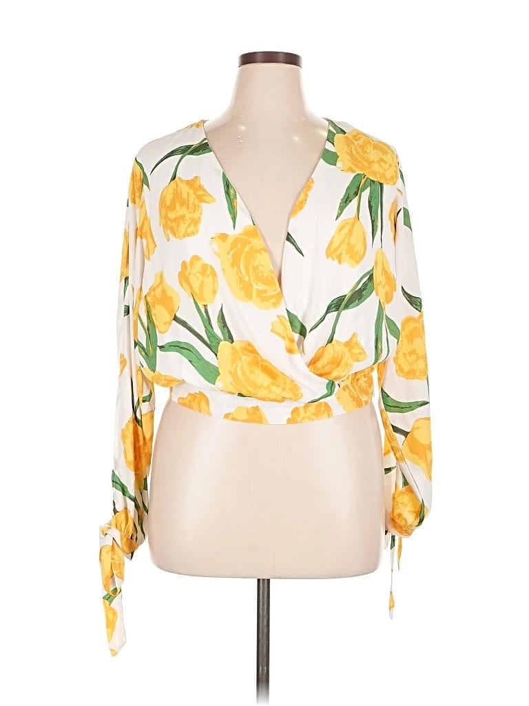 Pre-owned Ashley Stewart 3/4 Sleeve Blouse In Yellow