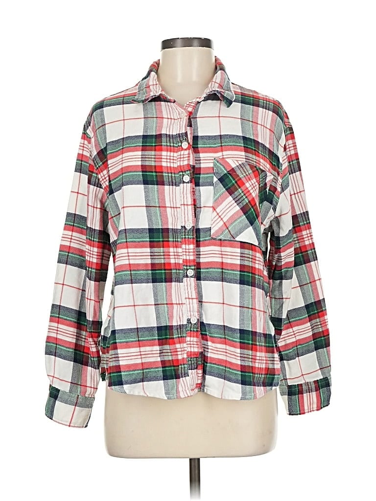 Pre-owned Aerie Long Sleeve Button Down Shirt In Red