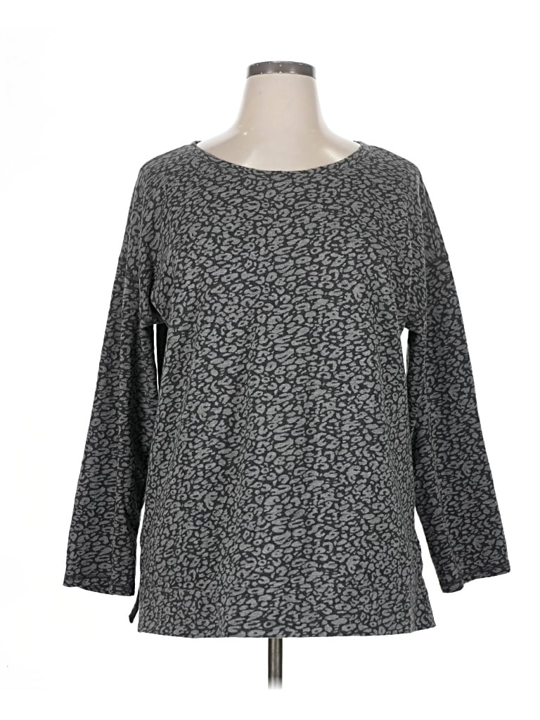 TALBOTS OUTLET Pre-owned 3/4 Sleeve Top Gray Boatneck Tops