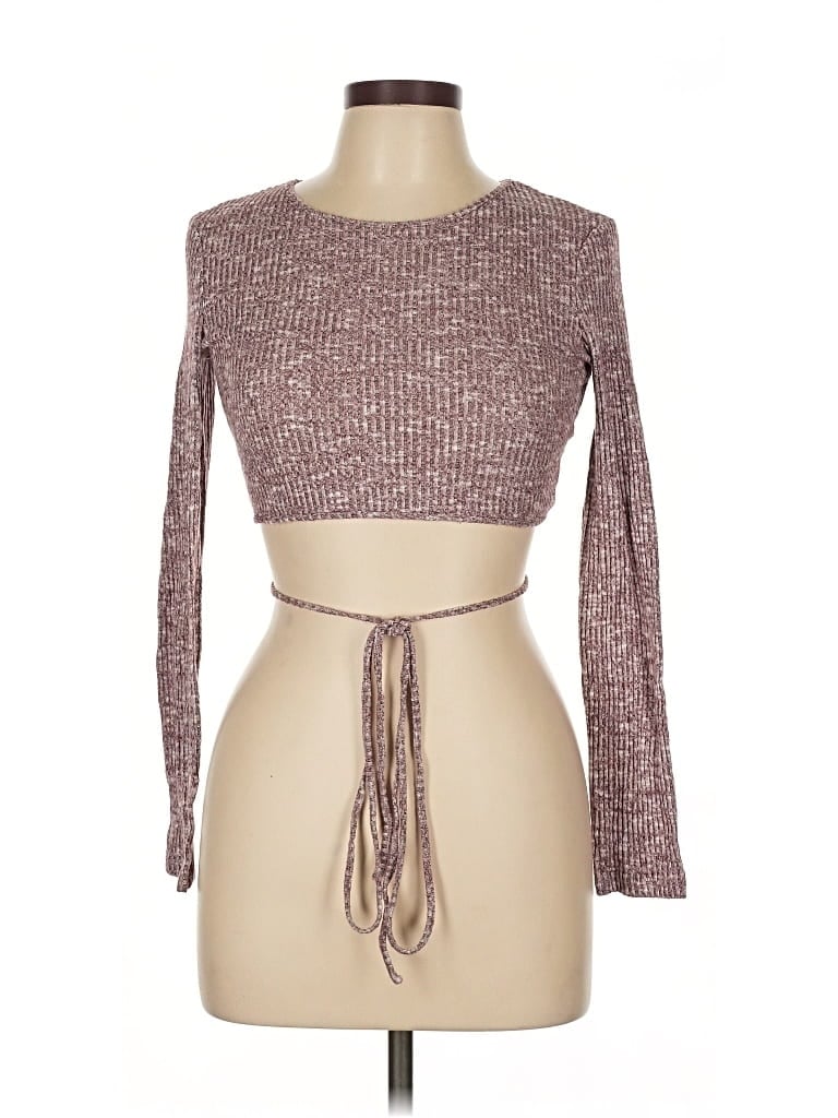 Pre-owned Assorted Brands Long Sleeve Top Burgundy Boatneck Tops