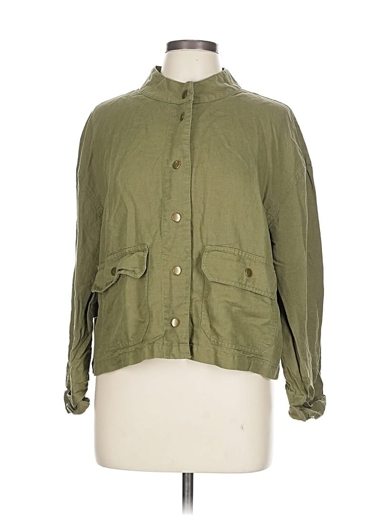 Pre-owned Nicole Miller Long Sleeve Button Down Shirt In Green