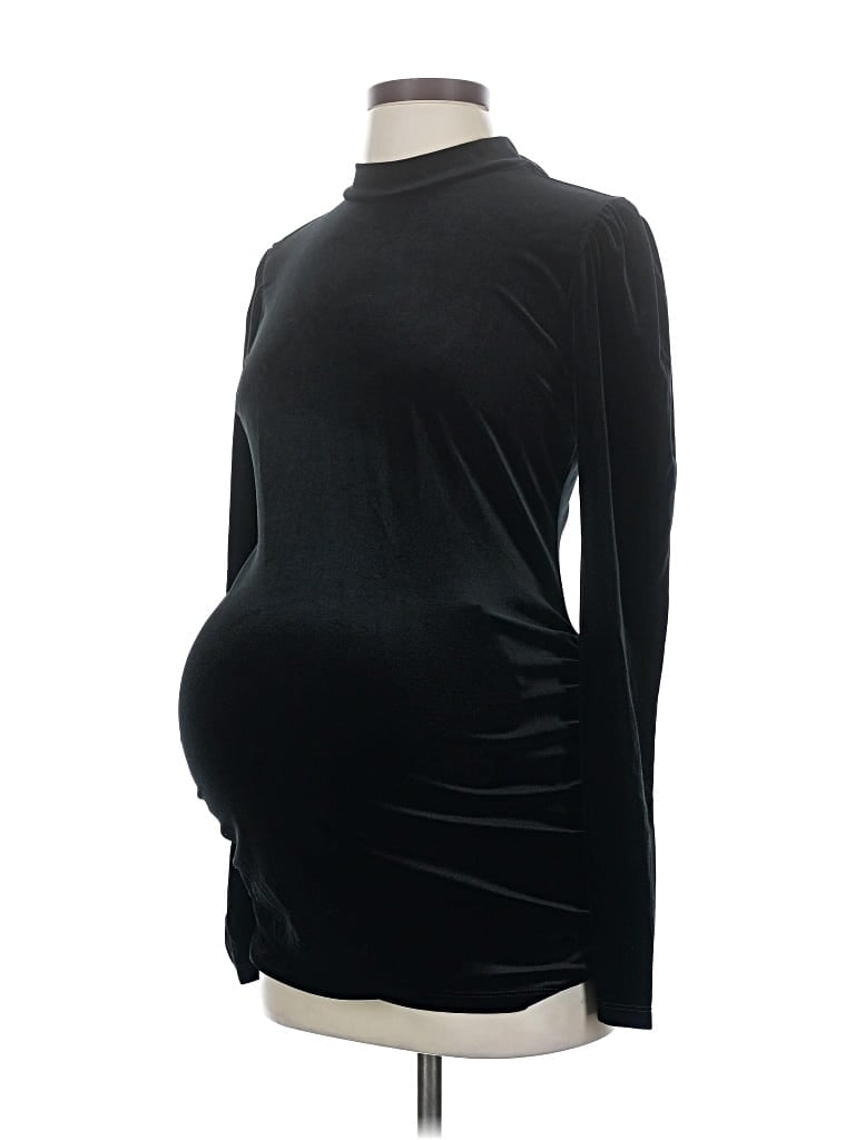 Motherhood Long Sleeve Top Black Turtleneck Tops