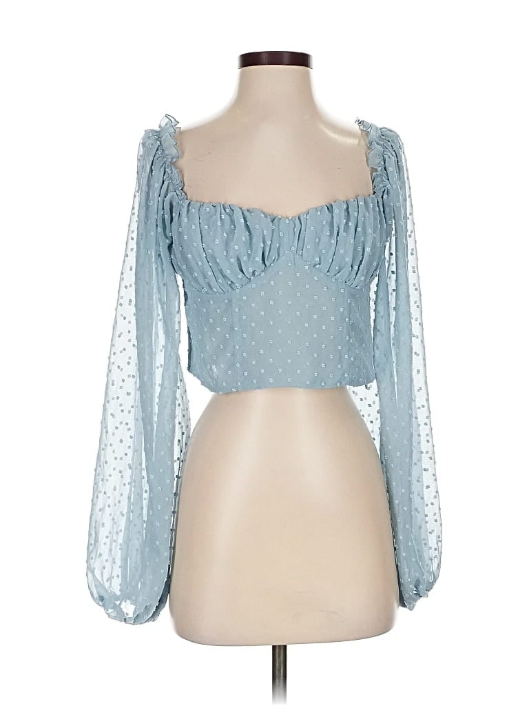 Pre-owned Forever 21 3/4 Sleeve Blouse In Blue