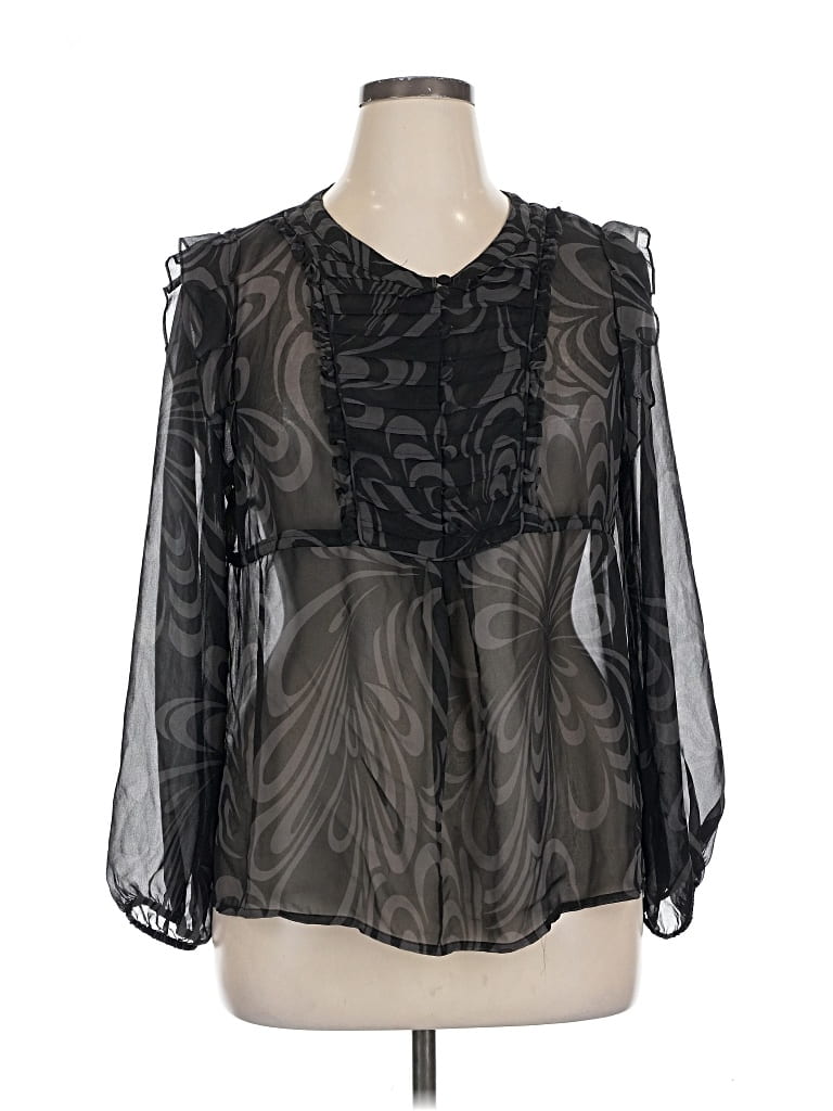 Pre-owned Elle Long Sleeve Blouse In Black