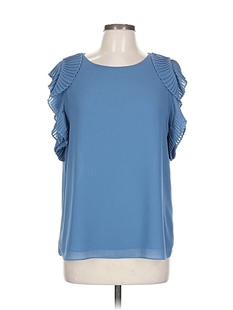 Pre-owned Naked Zebra Short Sleeve Blouse In Blue