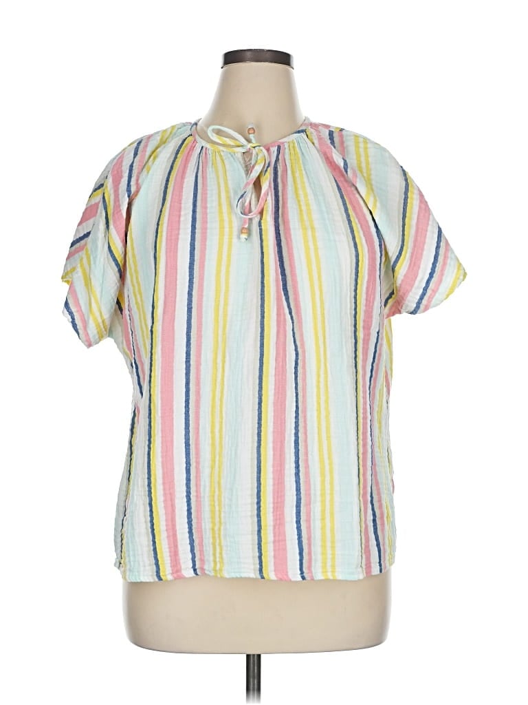 Pre-owned Style & Co Short Sleeve Blouse In White