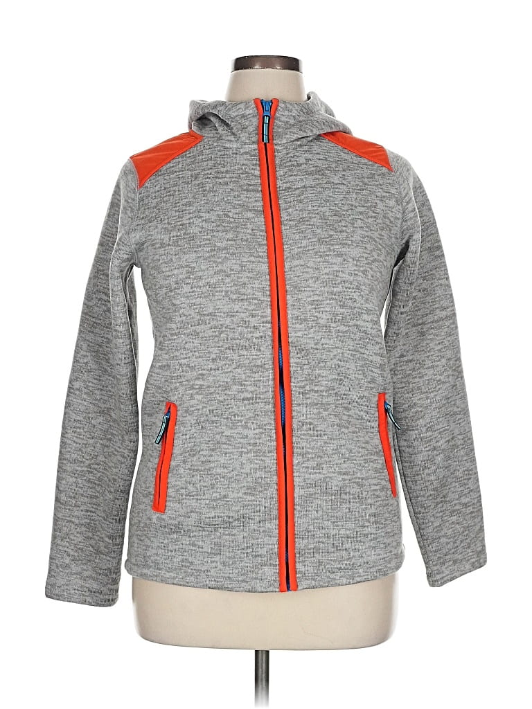 Pre-owned Lands' End Zip Up Hoodie In Gray