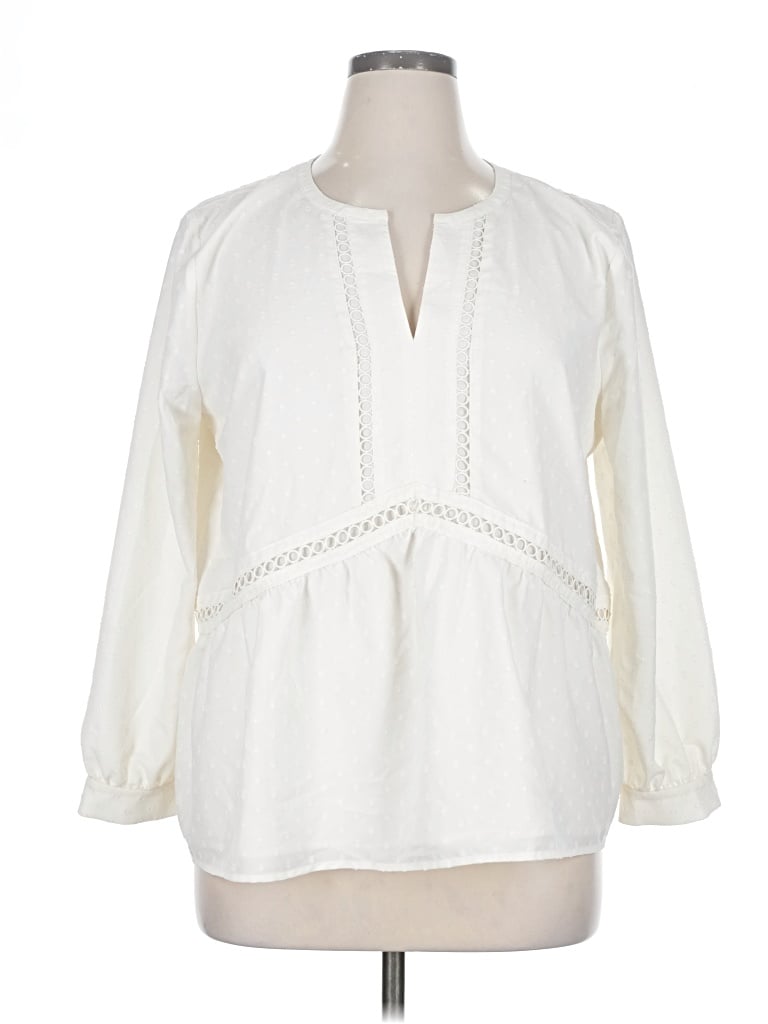 Pre-owned Ann Taylor Loft Outlet 3/4 Sleeve Blouse In White