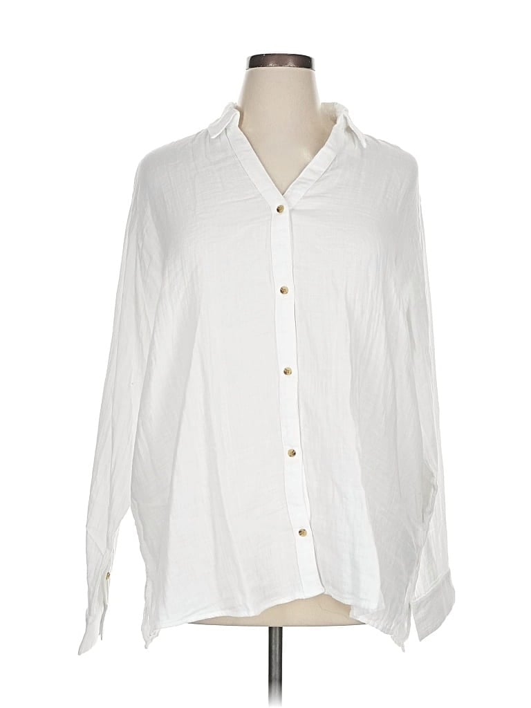 Old Navy Long Sleeve Button Down Shirt In White