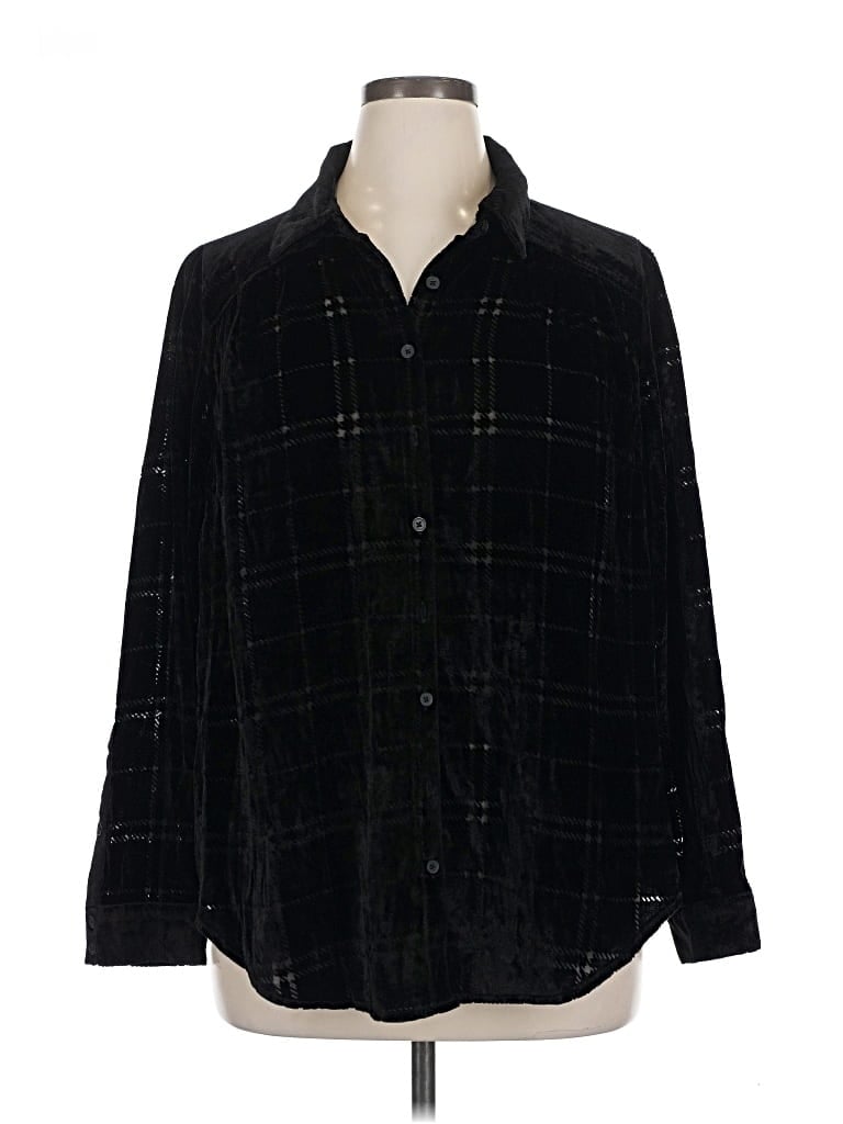Torrid Long Sleeve Button Down Shirt In Black