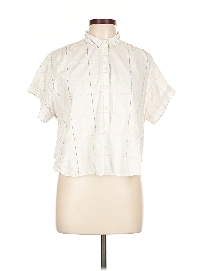 Pre-owned Madewell Short Sleeve Blouse In White